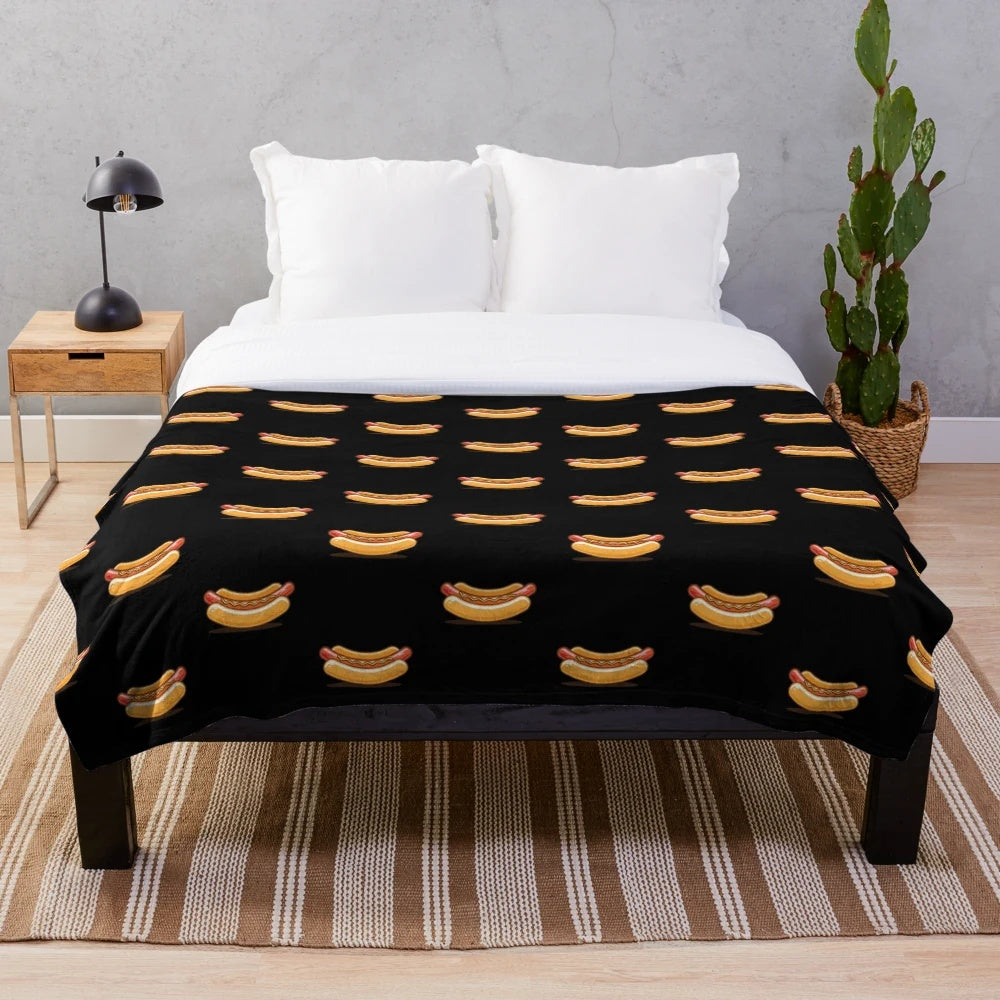 Soft and cuddly hot dog plush blanket