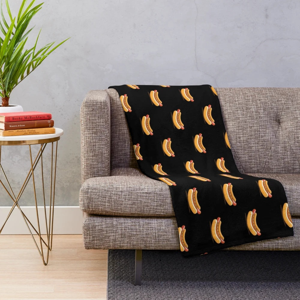 Soft and cuddly hot dog plush blanket