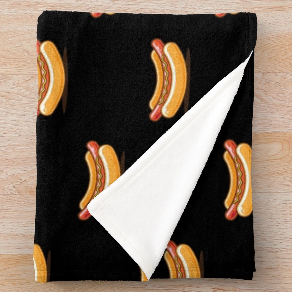 Soft and cuddly hot dog plush blanket