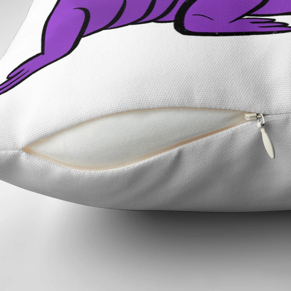 A cozy, whimsical pillow featuring a cartoon walrus with the text "I Am Walrus, Hear Me Flop".