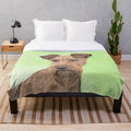 Cozy plush blanket featuring a charming Irish Terrier dog painting