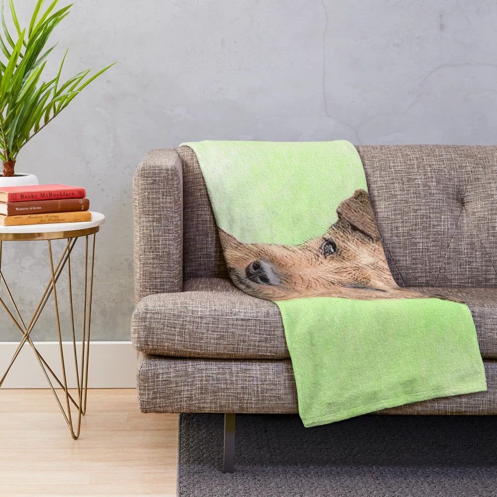 Cozy plush blanket featuring a charming Irish Terrier dog painting