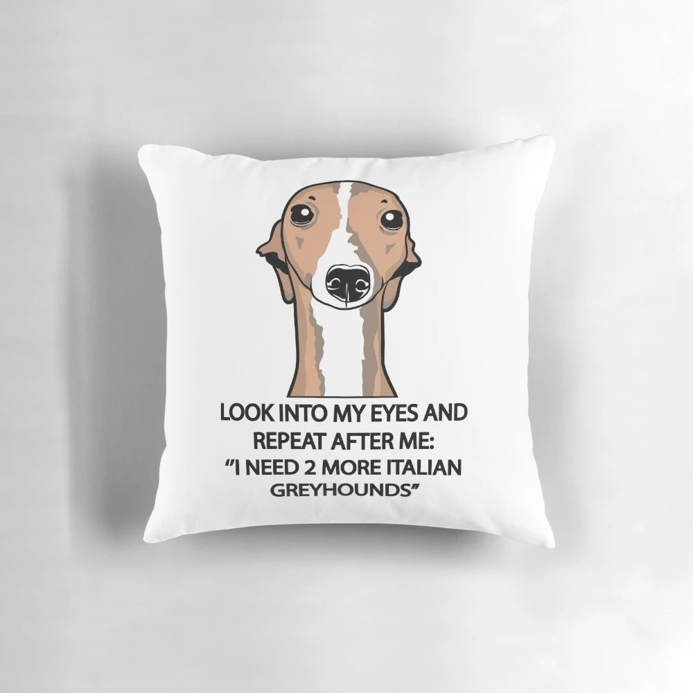 Soft and cozy pillow with an illustration of a playful Italian greyhound dog