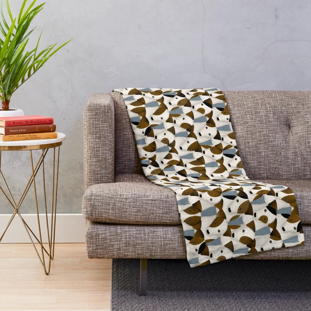 Jack Russell Themed Plush Blanket with Cute and Whimsical Cartoon Dog Pattern