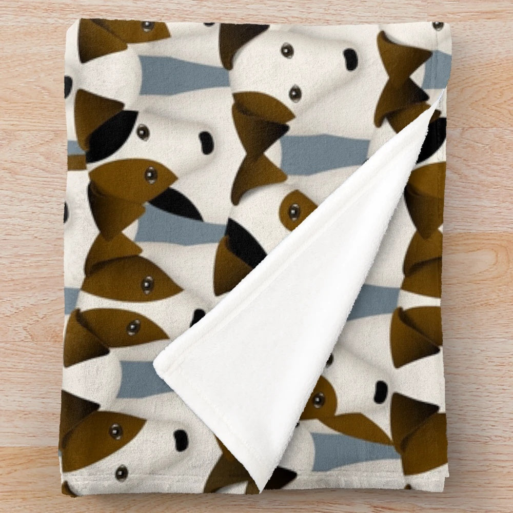 Jack Russell Themed Plush Blanket with Cute and Whimsical Cartoon Dog Pattern