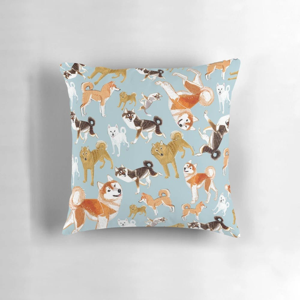 Fluffy Japanese Akita dog breed decorative throw pillow
