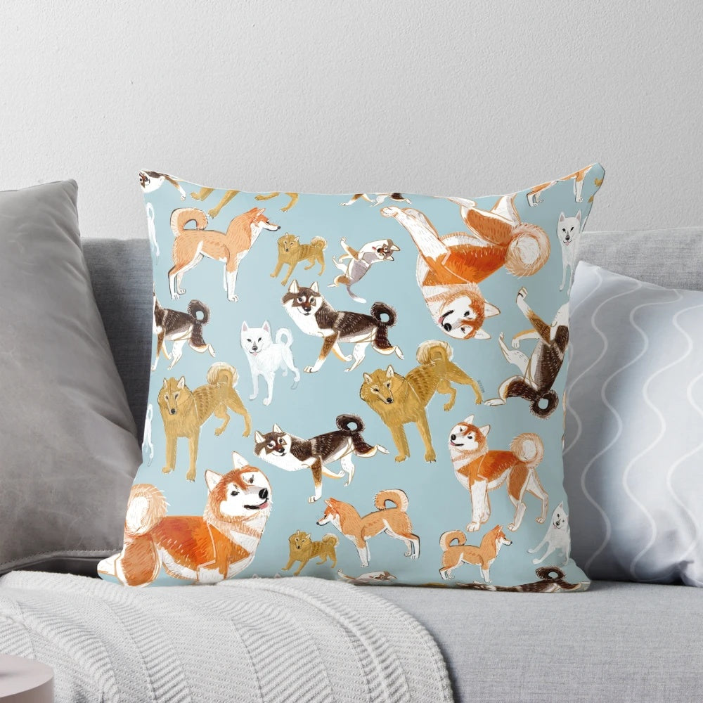 Fluffy Japanese Akita dog breed decorative throw pillow