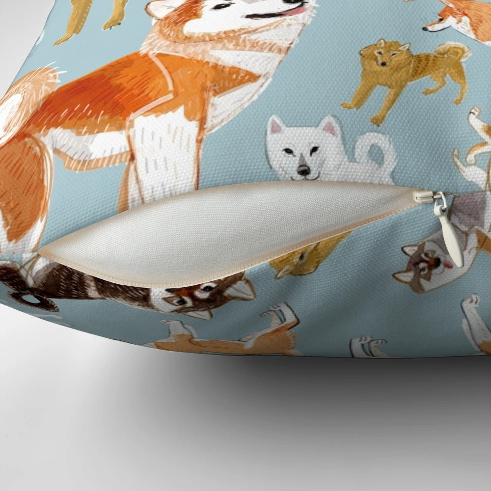 Fluffy Japanese Akita dog breed decorative throw pillow
