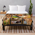 Soft and cozy plush blanket featuring a cute Jersey cow farmer design