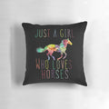 Cozy 'Just a Girl Who Loves Horses' decorative throw pillow for horse lovers