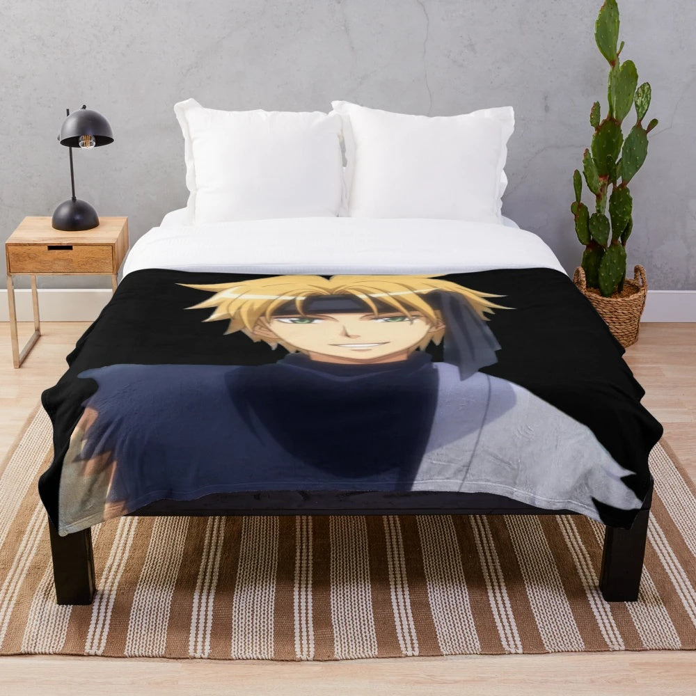 Soft and cozy plush blanket featuring the characters from the anime Kaicho wa Meido Sama