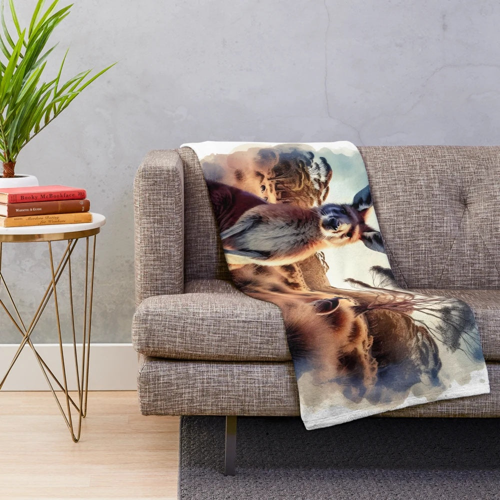 Kangaroo plush blanket with a cute, cuddly design