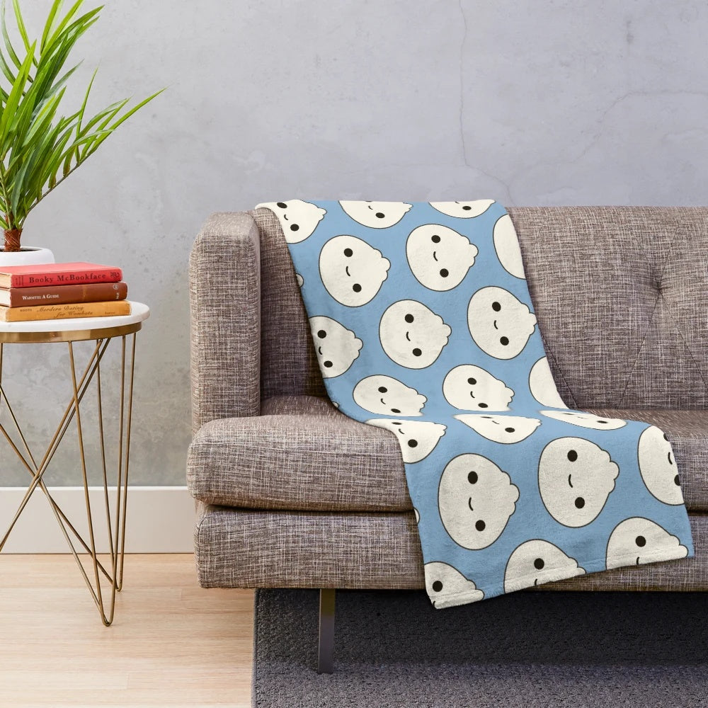 Cute and cuddly bao dumpling plush blanket with kawaii cartoon design