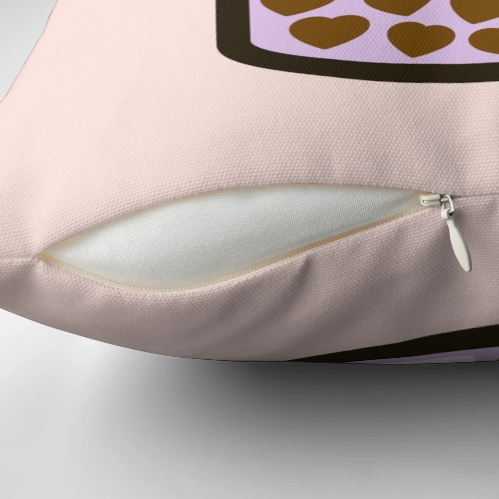Cute and cozy kawaii bubble tea love heart shaped pillow