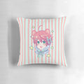 Adorable kawaii bear pillow in a carnival-inspired design with pastel colors and a cute expression.