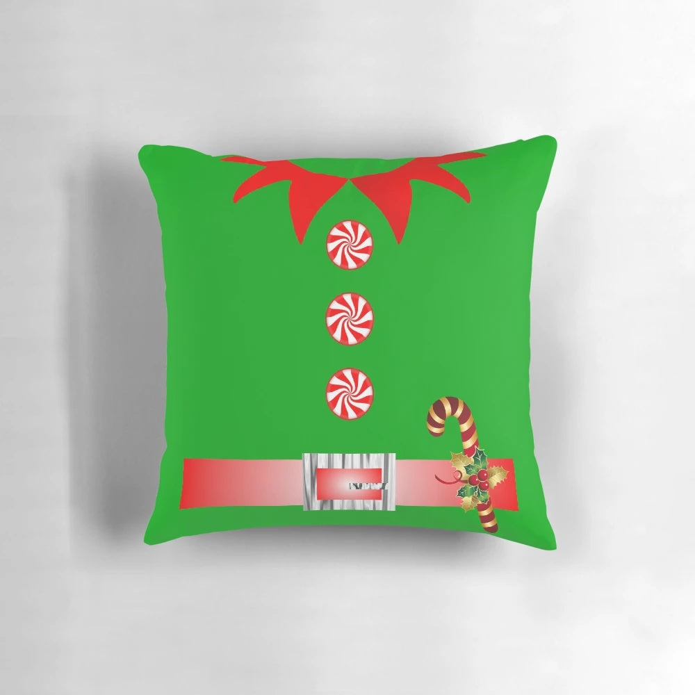 Cute and whimsical Christmas elf-themed decorative throw pillow