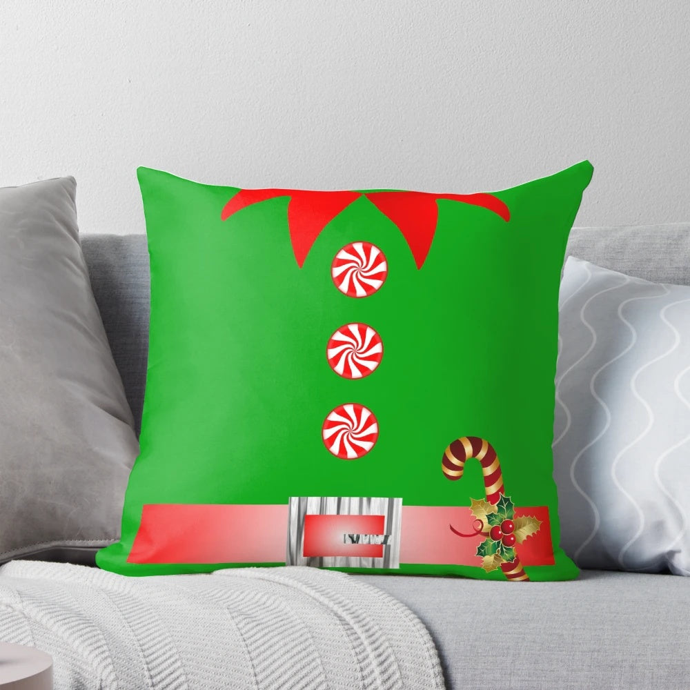 Cute and whimsical Christmas elf-themed decorative throw pillow