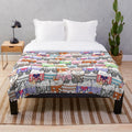 Cute kawaii cat pattern plush blanket