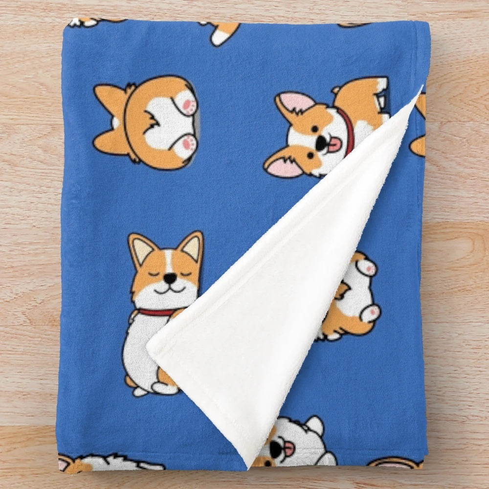 Kawaii Corgi Plush Blanket