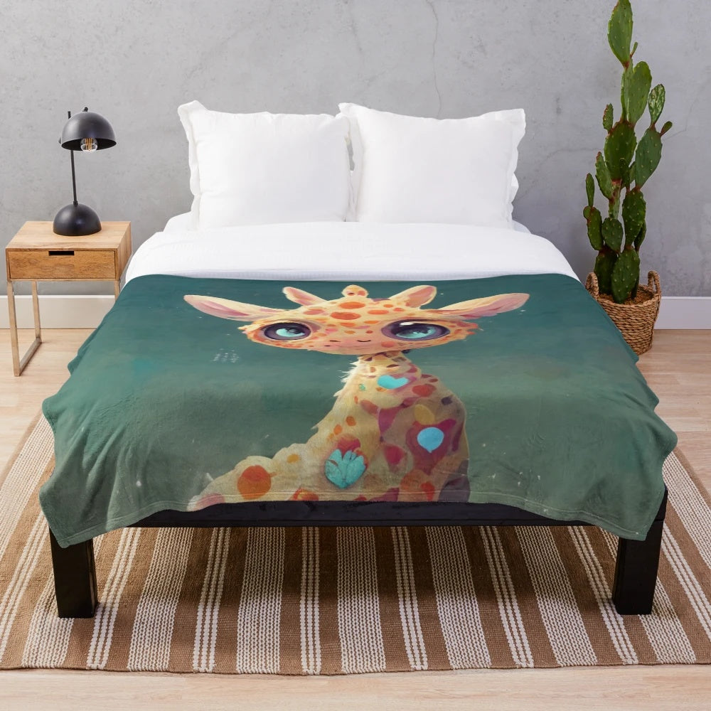 Cute kawaii giraffe plush blanket for animal lovers