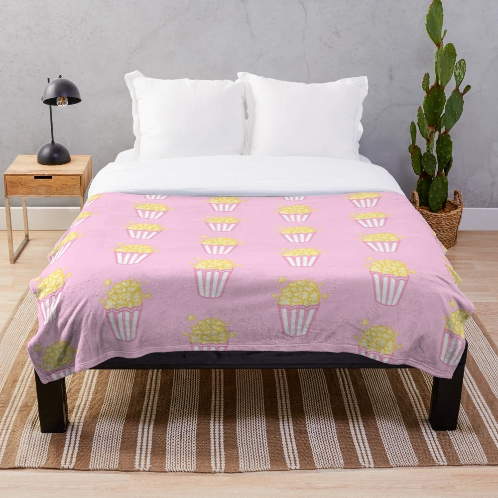 Cute and kawaii popcorn plush blanket for movie lover