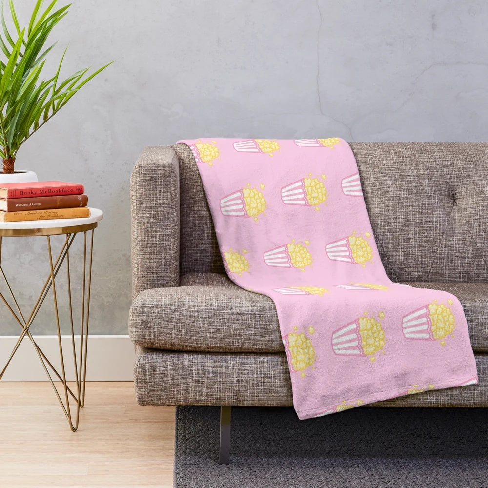 Cute and kawaii popcorn plush blanket for movie lover