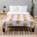 Kawaii Shrek plush blanket with a cute, blushing expression