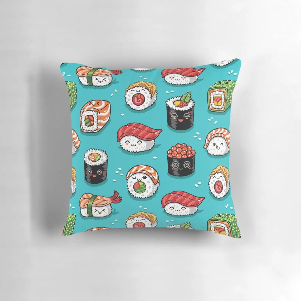 Kawaii Sushi Throw Pillow - Soft, Plush Sushi Emoji Cushion for Cozy Bedroom Decor