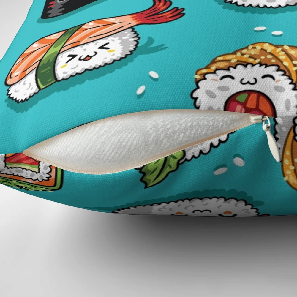 Kawaii Sushi Throw Pillow - Soft, Plush Sushi Emoji Cushion for Cozy Bedroom Decor