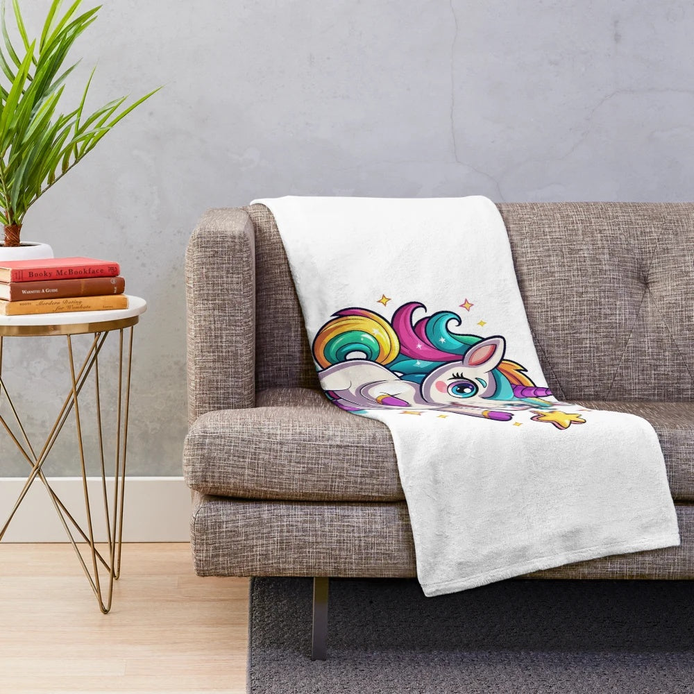 Soft and cozy kawaii unicorn plush blanket