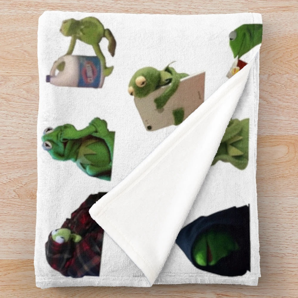 Kermit the Frog meme themed plush blanket