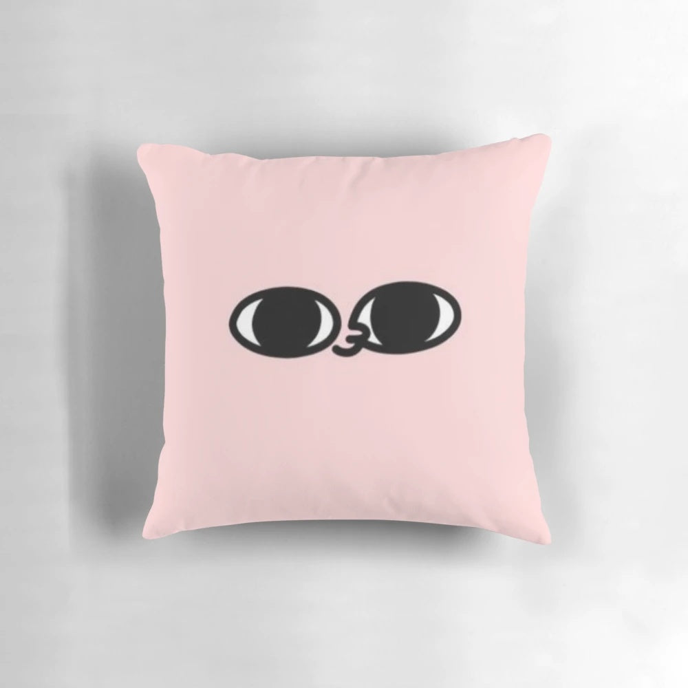 Soft, pink Ketnipz-inspired plush pillow with cartoon bean design