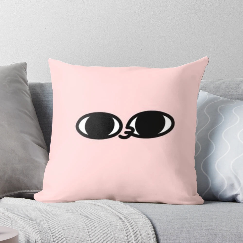 Soft, pink Ketnipz-inspired plush pillow with cartoon bean design
