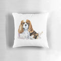 Charming King Charles Cavalier puppy on a soft, plush pillow