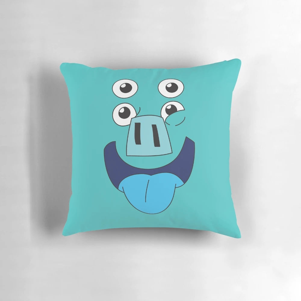 "A soft, plush Kipo-inspired pig face pillow for cozy, post-apocalyptic decor"
