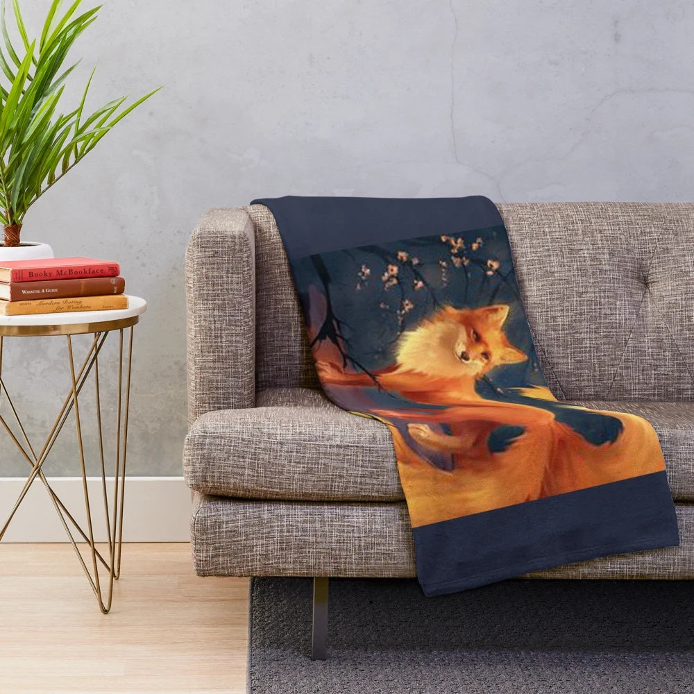 Kitsune plush blanket with a soft, fluffy design
