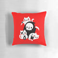 Cute kitten pillow featuring a grim reaper design, perfect for cat owners