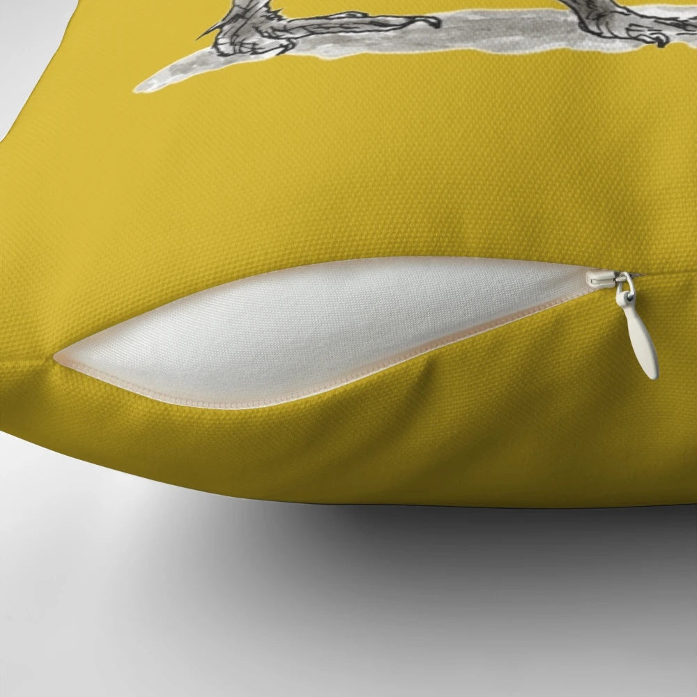 Whimsical illustration of a kiwi bird on a soft, plush pillow