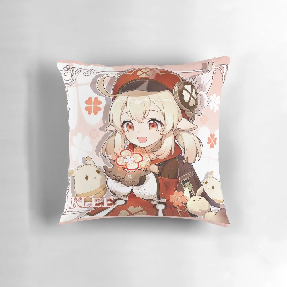 Soft and plush pillow featuring the adorable Genshin Impact character Klee in a cute anime style