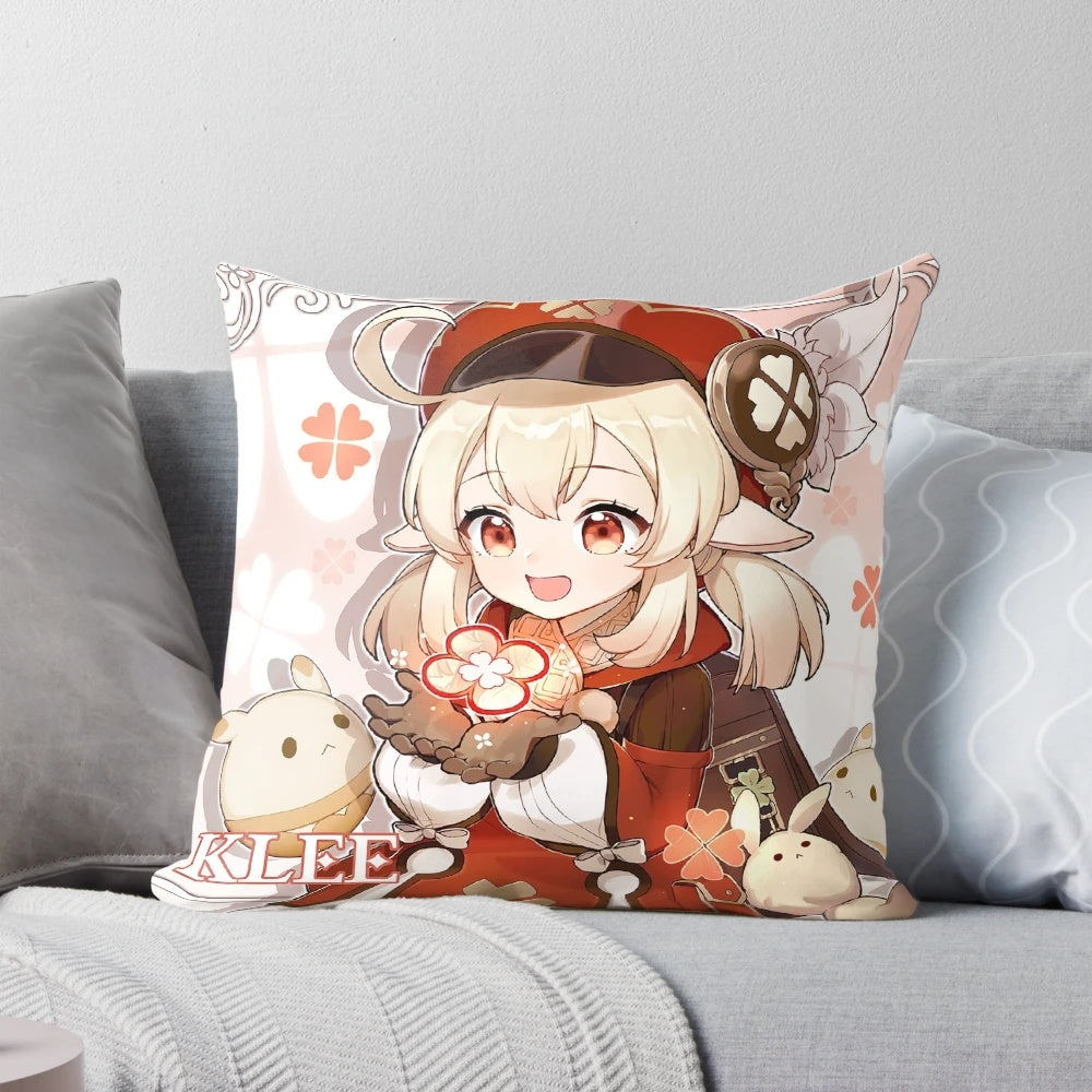Soft and plush pillow featuring the adorable Genshin Impact character Klee in a cute anime style