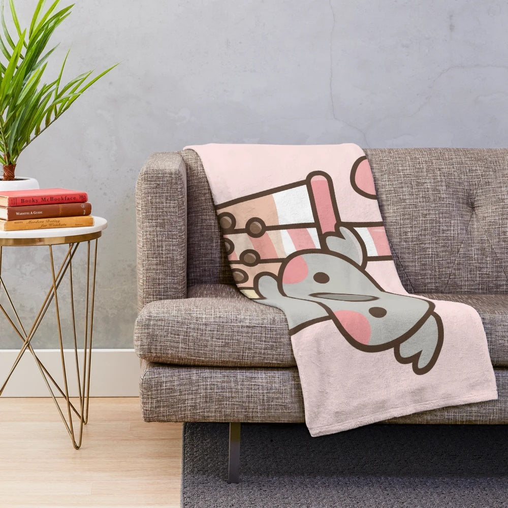 Cute koala bear and bubble tea design on a soft, plush blanket