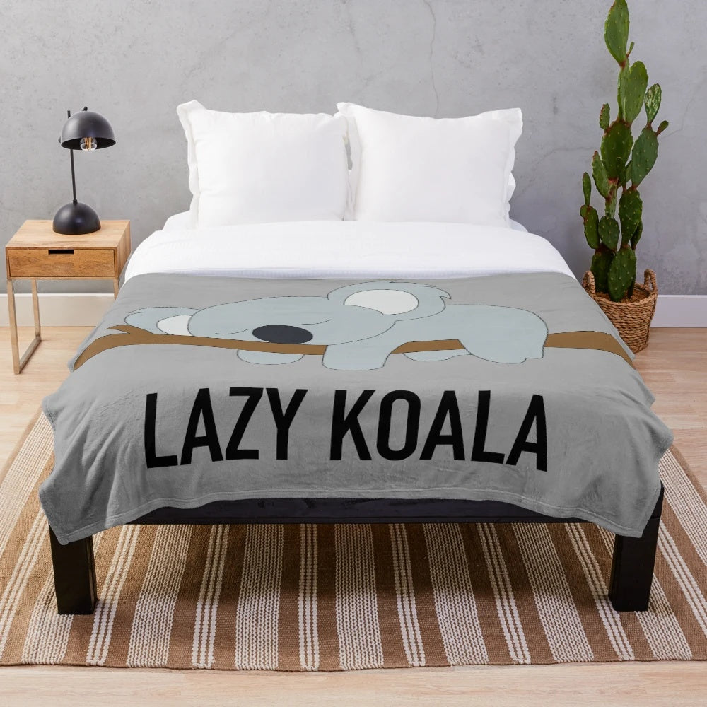 Lazy koala sleeping on a tree branch plush blanket