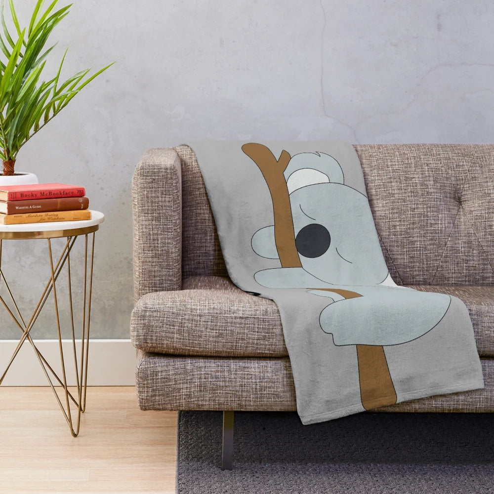 Lazy koala sleeping on a tree branch plush blanket