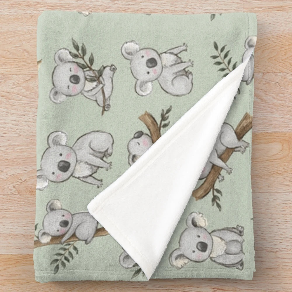 Cute koala plush blanket with Australian animal cartoon design