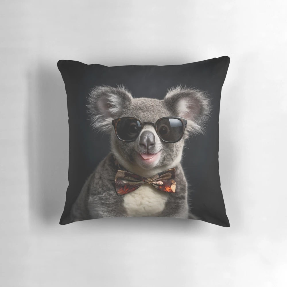 Soft, cuddly koala plush pillow with glasses, perfect for kids and adults