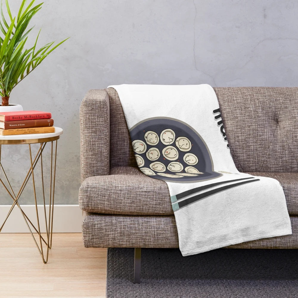 Plush blanket featuring a cute Korean dumpling illustration