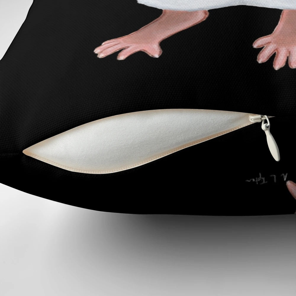 Plush lab rat pillow with scientist-inspired details