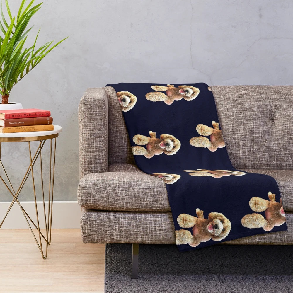 Labradoodle cartoon dog plush blanket