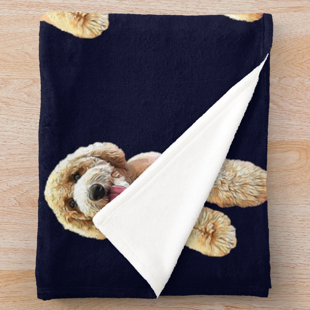 Labradoodle cartoon dog plush blanket