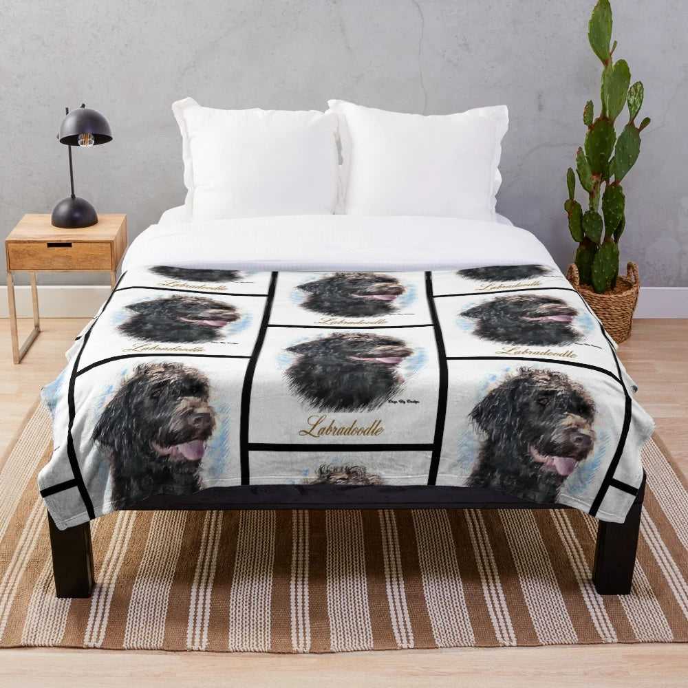 Soft and cozy labradoodle plush blanket